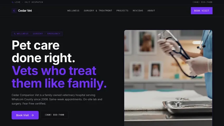 Veterinary Deep Contrast demo website thumbnail
