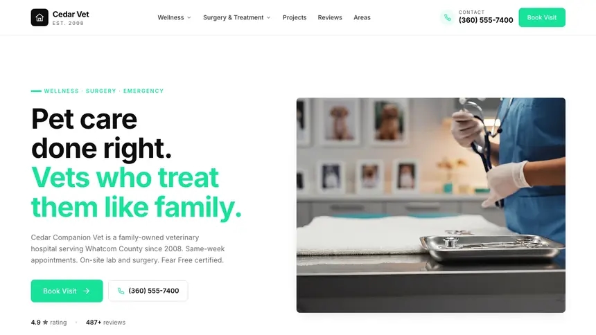 Veterinary Bright Docs demo website thumbnail