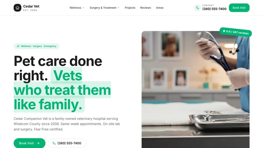 Veterinary Open Canvas demo website thumbnail