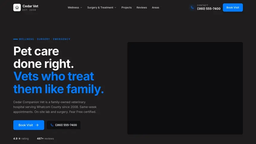 Veterinary Developer Dark demo website thumbnail