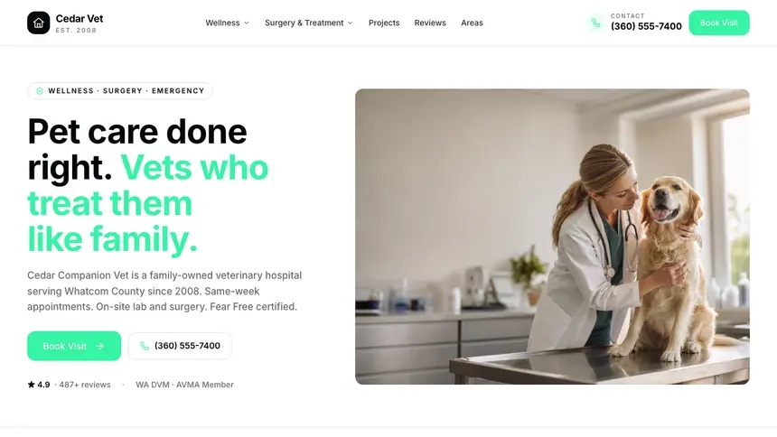 Veterinary Commerce Ready demo website thumbnail