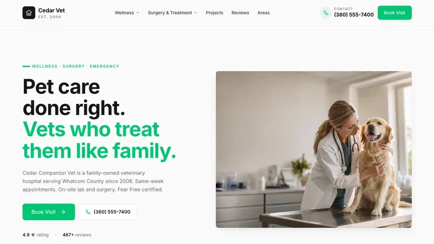 Veterinary Modern Green demo website thumbnail