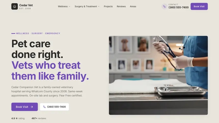 Veterinary Sleek Premium demo website thumbnail