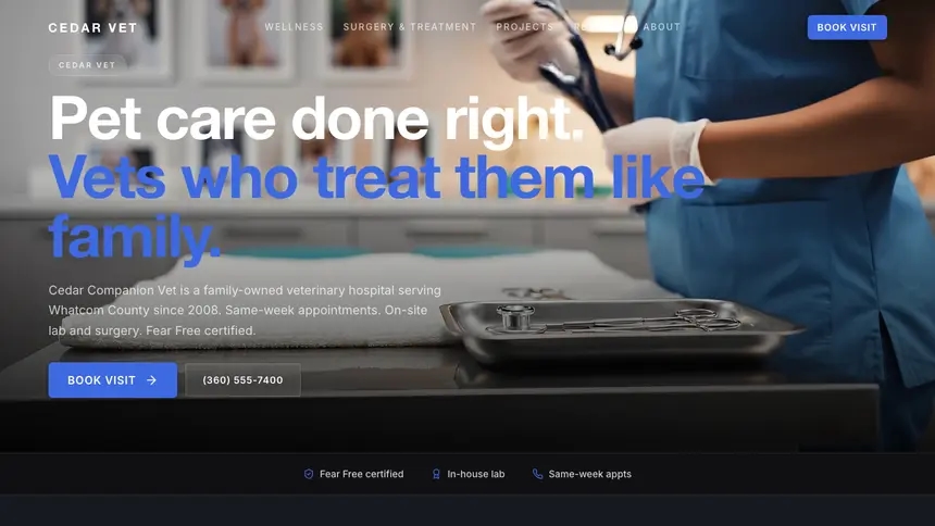 Veterinary Futuristic Minimal demo website thumbnail
