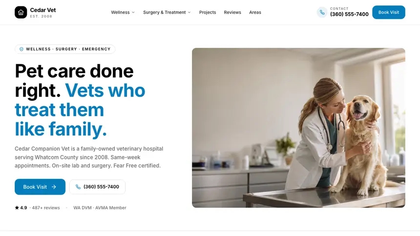 Veterinary Editorial Bold demo website thumbnail