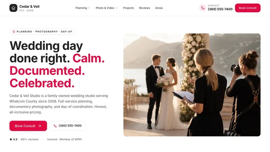 Wedding Services Warm Hospitality demo website thumbnail