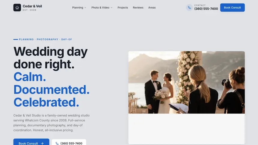 Wedding Services Structured Grid demo website thumbnail