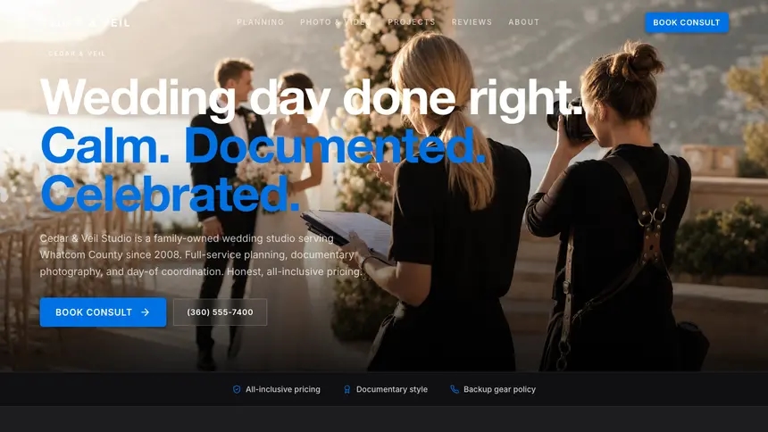 Wedding Services Minimal Premium demo website thumbnail