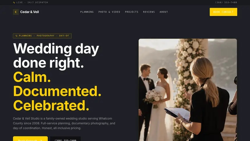 Wedding Services Bold Contrast demo website thumbnail