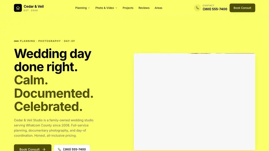 Wedding Services Data Clarity demo website thumbnail