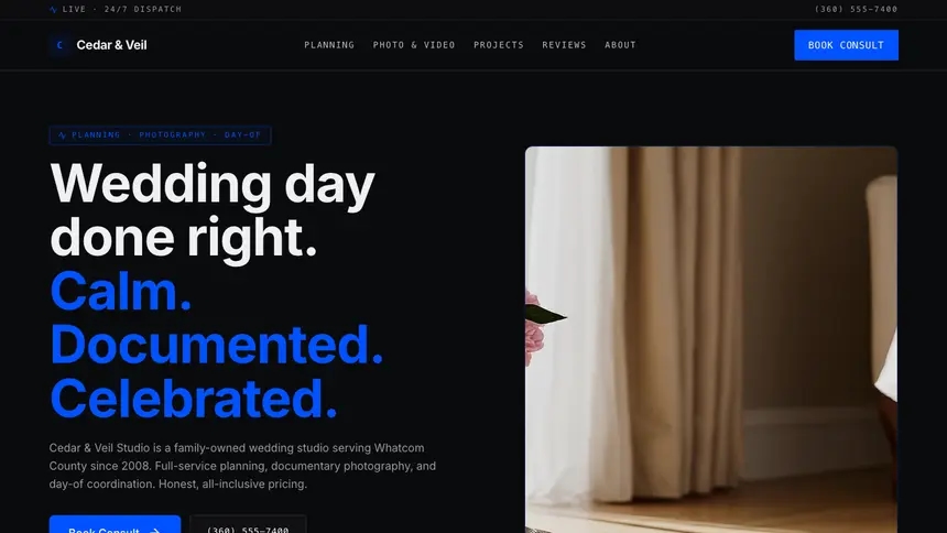 Wedding Services Trusted Finance demo website thumbnail