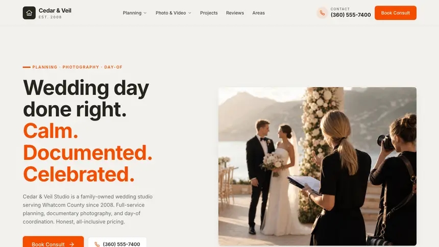 Wedding Services Focused Dark demo website thumbnail