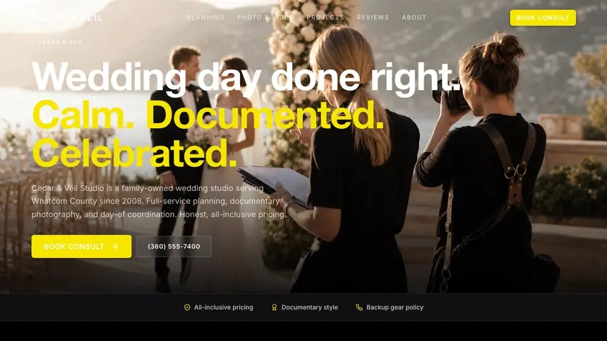 Wedding Services Bold Performance demo website thumbnail