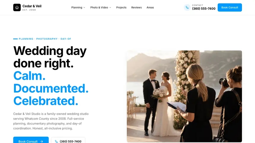 Wedding Services Motion Forward demo website thumbnail