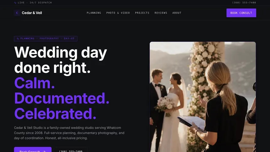 Wedding Services Deep Contrast demo website thumbnail