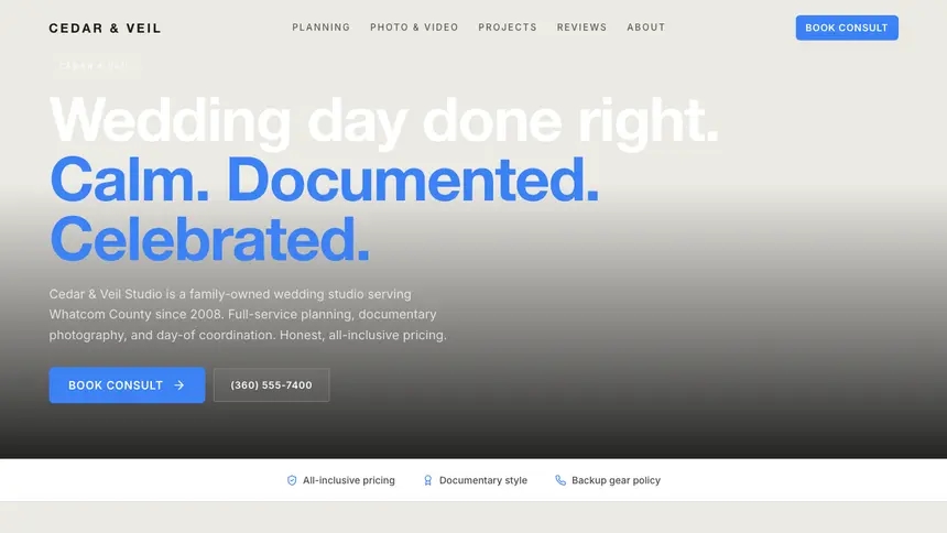 Wedding Services Soft Inviting demo website thumbnail