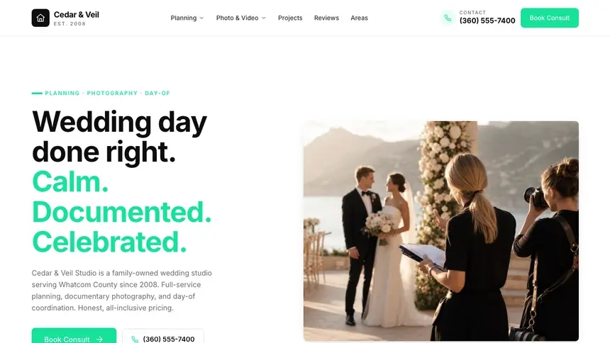 Wedding Services Bright Docs demo website thumbnail