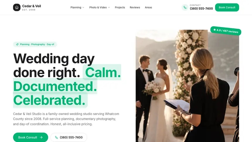 Wedding Services Open Canvas demo website thumbnail