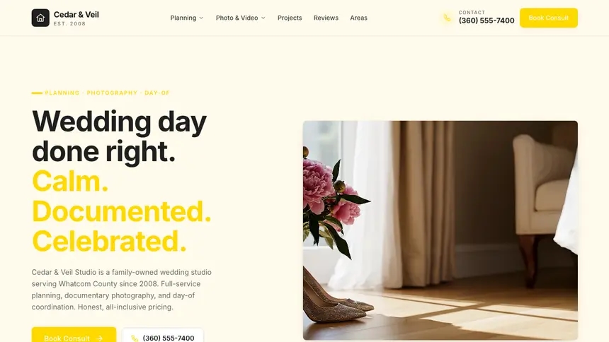 Wedding Services Refined Tech demo website thumbnail