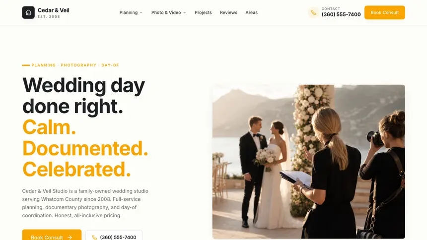 Wedding Services Playful Product demo website thumbnail