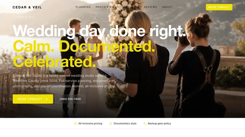 Wedding Services Modern European demo website thumbnail