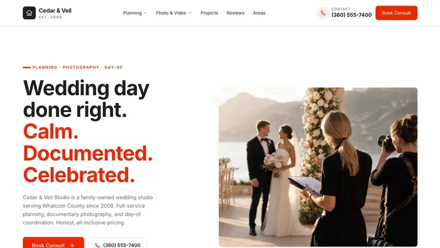Wedding Services Technical Clean demo website thumbnail