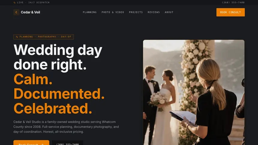 Wedding Services Modern Finance demo website thumbnail