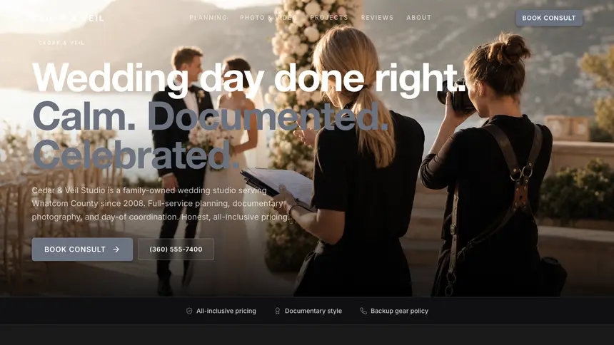 Wedding Services Creative Studio demo website thumbnail