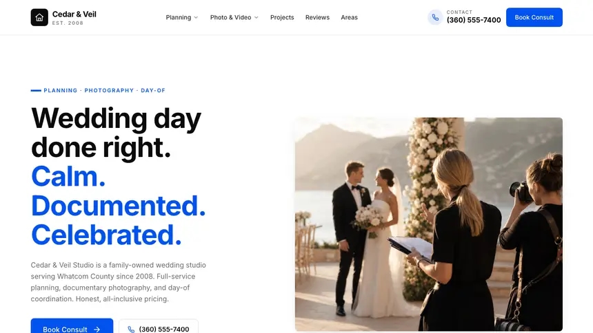 Wedding Services Editorial Content demo website thumbnail