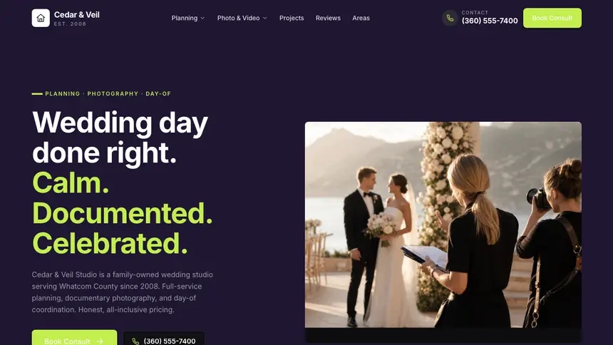 Wedding Services Focused Monitor demo website thumbnail