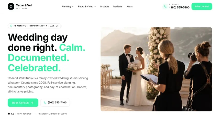 Wedding Services Commerce Ready demo website thumbnail