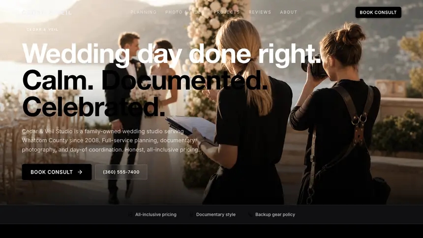 Wedding Services High Contrast demo website thumbnail