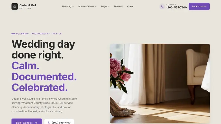 Wedding Services Sleek Premium demo website thumbnail