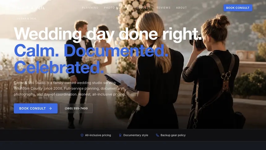Wedding Services Futuristic Minimal demo website thumbnail