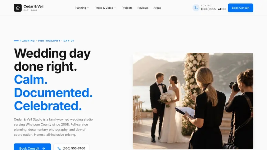 Wedding Services Monochrome Modern demo website thumbnail