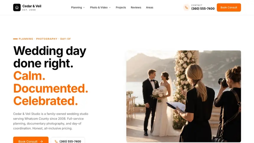 Wedding Services Designer Flexible demo website thumbnail