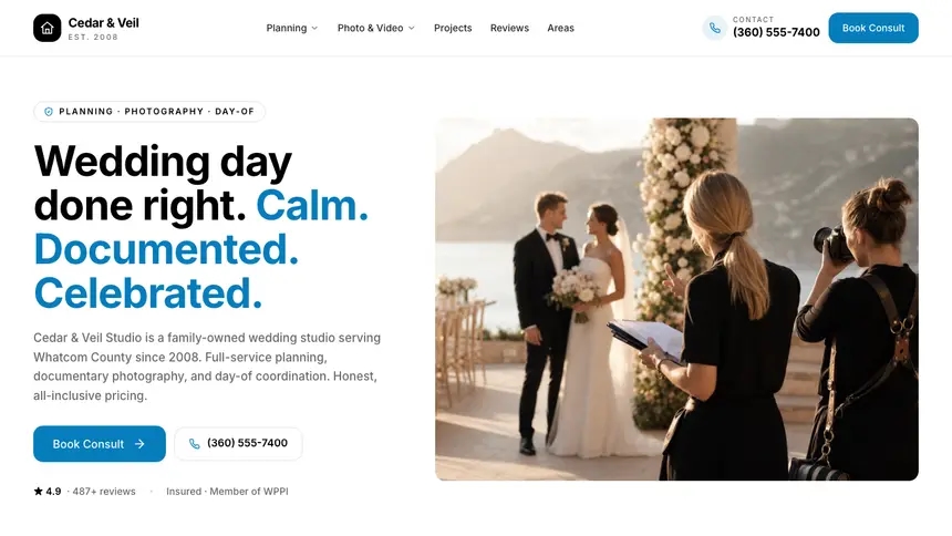 Wedding Services Editorial Bold demo website thumbnail