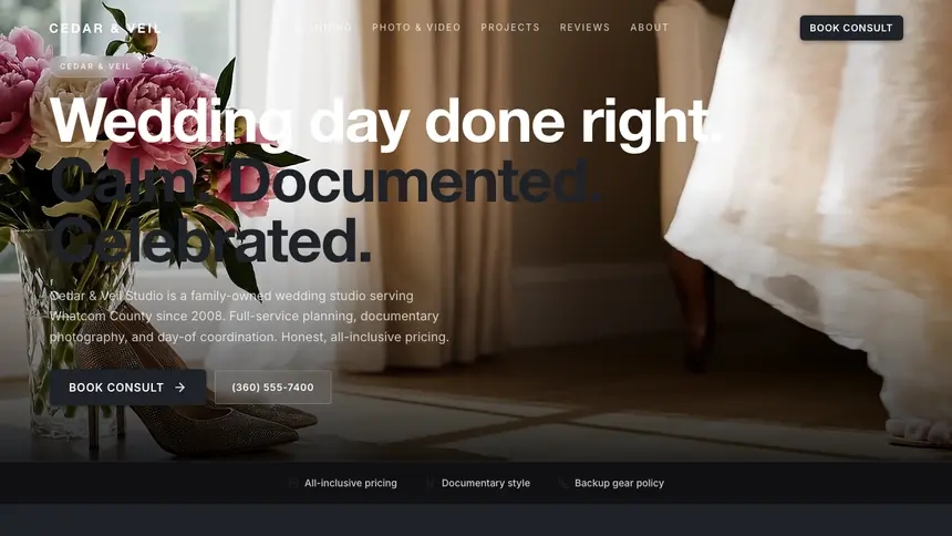 Wedding Services Stark Minimal demo website thumbnail
